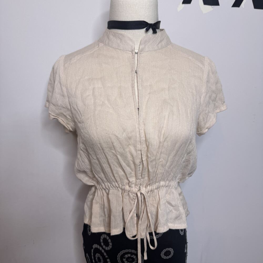 Rolla's Sheer Pink Blouse Hook Front Top Fairycore Indie Coquette Y2K S